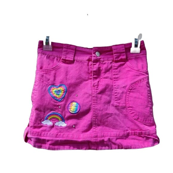 Lisa Frank Vintage Skirt Shorts Under Pink Rainbow Heart Smile Face Girls Size 8 - Picture 1 of 12